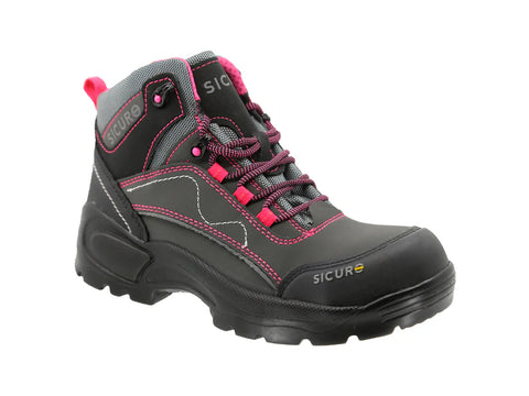 SI50 | Bota industrial con suela PU y casquillo PC rosa/gris